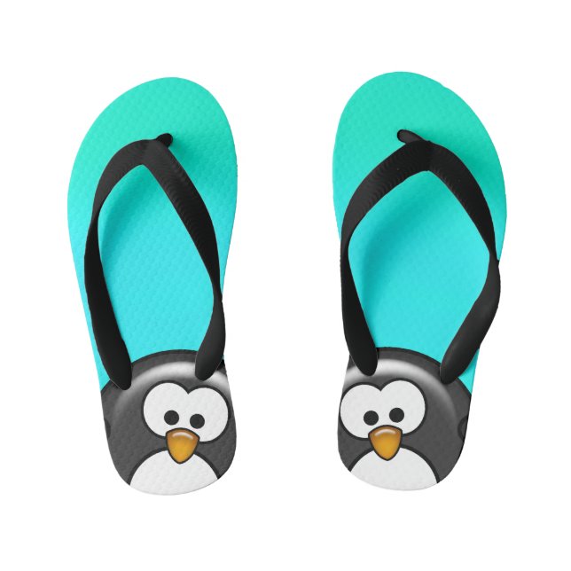 Peekaboo Penguin Aqua Kid's Jandals (Footbed)