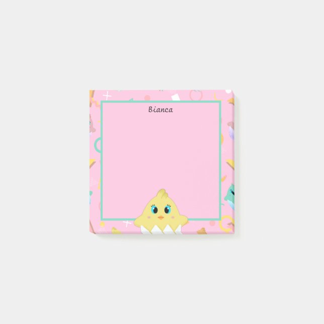 Peekaboo Pink Baby Chick Post-it Notes (Front)