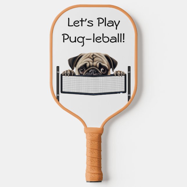 Peekaboo Pug Pickleball Paddle (Front)