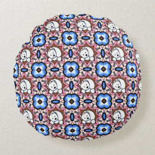 Peekaboo Westie Floral Round Cushion