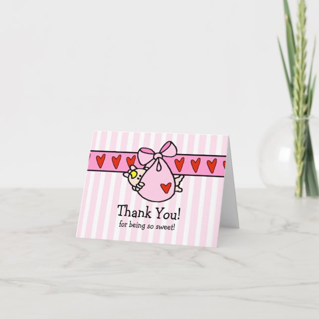 Peeking Baby Girl BundleThank You Note Card (Front)