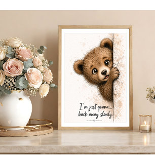 Peeking Bear Wall Art Funny Bathroom Cub Print