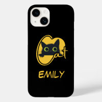 Peeking Black Cat: Big Green Eyes Feline Design