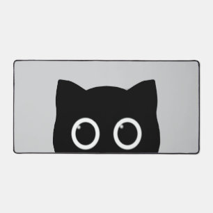Peeking Black Cat Desk Mat