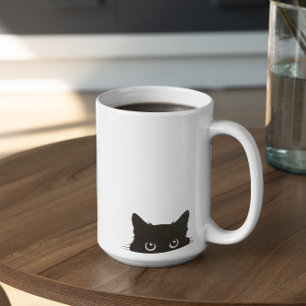Peeking Black Cat Mug