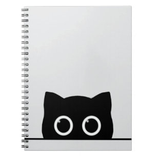 Peeking Black Cat Spiral Photo Notebook