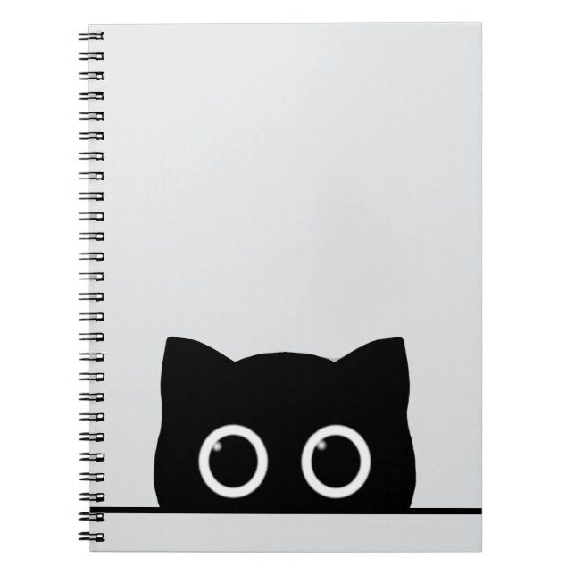 Peeking Black Cat Spiral Photo Notebook (Front)