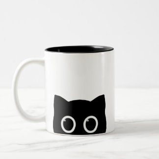 Peeking Black Cat Two-tone Mug