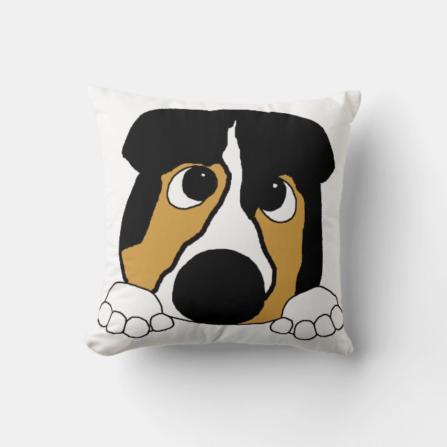 peeking black tri aussie cushion (Front)
