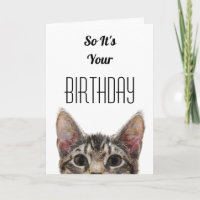 Peeking Brown Cat It's Your Birthday Card