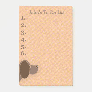 Peeking Brown Dog Personalised To Do List Post-it Notes