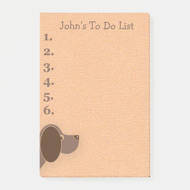 Peeking Brown Dog Personalised To Do List Post-it Notes (Front)