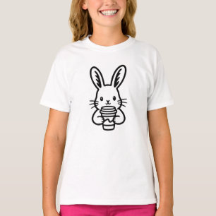 Peeking Bunny with Coffee Cup T-Shirt