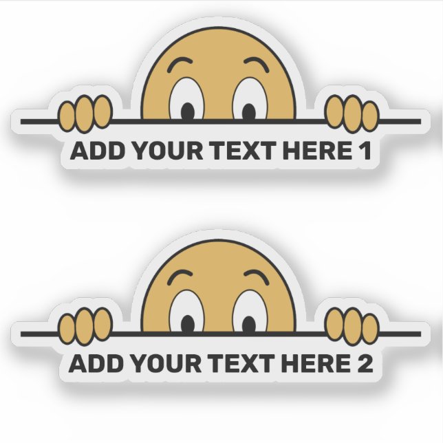 Peeking Cartoon Face Custom Text Contour Cut (Front)