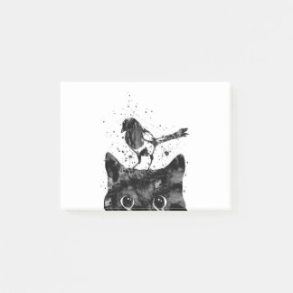Peeking cat and Magpie Post-it Notes