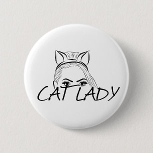 Peeking Cat Lady 6 Cm Round Badge