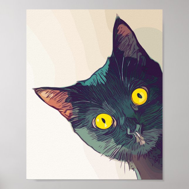 Peeking Cat Poster (Front)