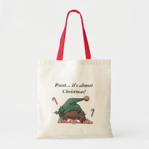 Peeking Christmas Elf Tote Bag