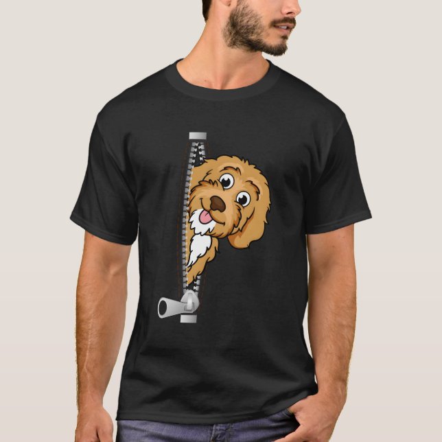 Peeking Cockapoo Funny Zipper Dog Lover T-Shirt (Front)