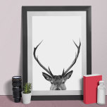 Peeking Deer Stag Black White Cabin Style Modern Poster<br><div class="desc">This design was created through digital art. It may be personalised by clicking the customise button and changing the colour, adding a name, initials or your favourite words. Contact me at colorflowcreations@gmail.com if you with to have this design on another product. Purchase my original abstract acrylic painting for sale at...</div>