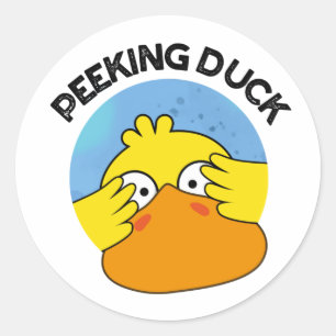 Peeking Duck Funny Animal Chinese Dish Pun  Classic Round Sticker