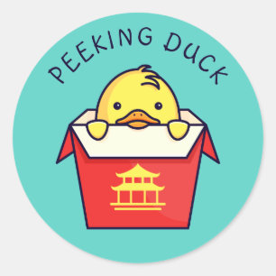Peeking Duck Pun Classic Round Sticker