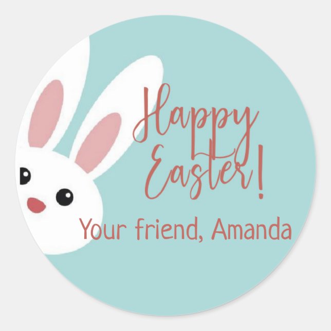 Peeking Easter bunny custom labels (Front)