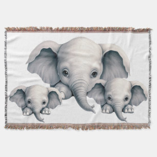 Peeking Elephant Throw Blanket