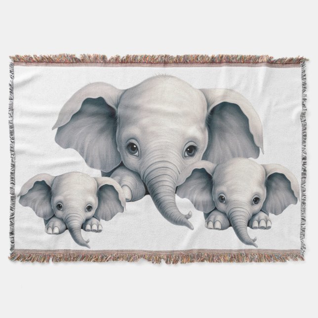 Peeking Elephant Throw Blanket (Front)