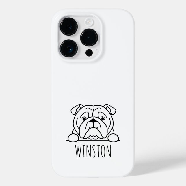 Peeking English Bulldog Custom Name Phone Case (Back)
