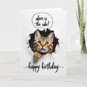 Peeking Feline Birthday Card