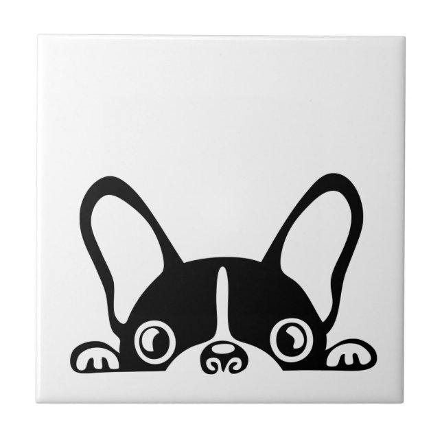 Peeking french bulldog tile (Front)