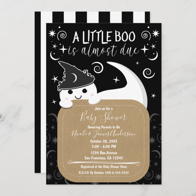 Peeking Ghost Witch Halloween Boo Baby Shower Invitation (Front/Back)
