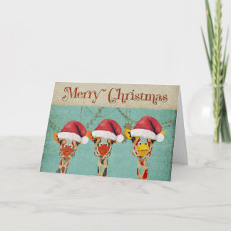 Peeking Giraffes Christmas Card