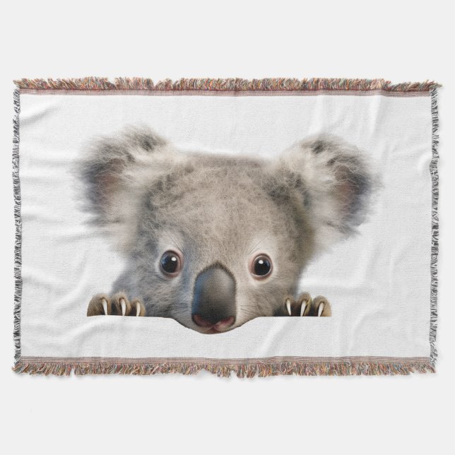 Peeking Koala Throw Blanket (Front)