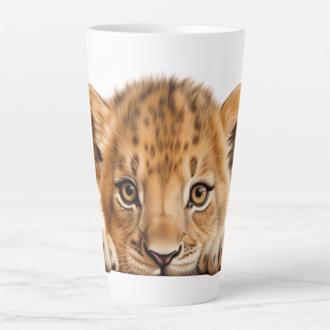 Peeking Leopard Latte Mug (Front)