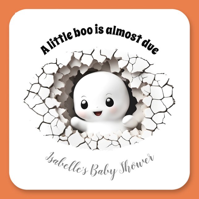 Peeking Little Boo Ghost Baby Shower Paper Coaster (Peeking baby ghost Halloween baby Shower Paper Coaster, A little boo is almost due)