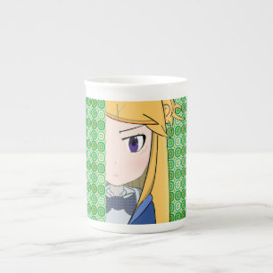 Peeking Manga Girl Fine Porcelain Mug