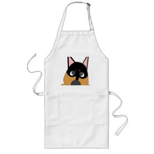 peeking min pin black and tan long apron