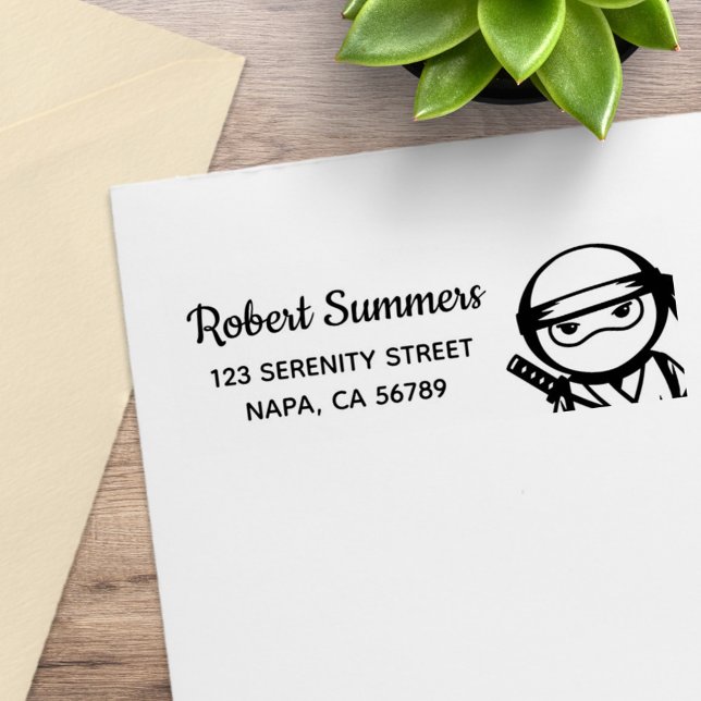 Peeking Ninja Return Address Rubber Stamp (Creator Uploaded)