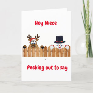 PEEKING OUT TO SAY *MERRY CHRISTMAS* NIECE HOLIDAY CARD