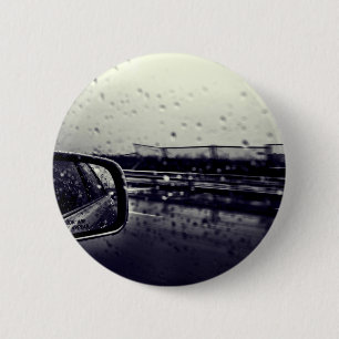 Peeking outside window after rain 6 cm round badge