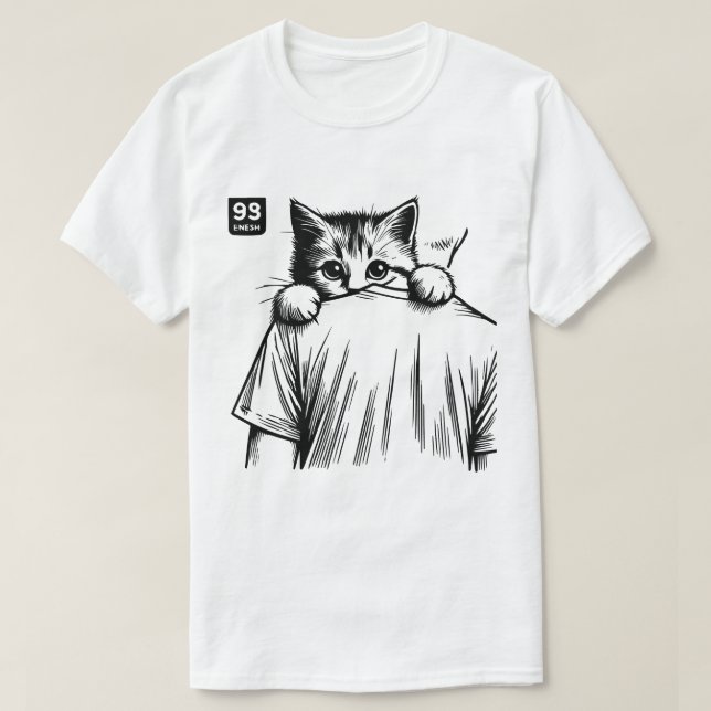 Peeking Pawfect: Sneaky Cat Sketch Tee (Design Front)