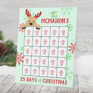 Peeking Reindeer 25 Days of Christmas Activity Pedestal Sign