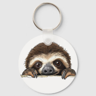 Peeking Sloth Key Ring