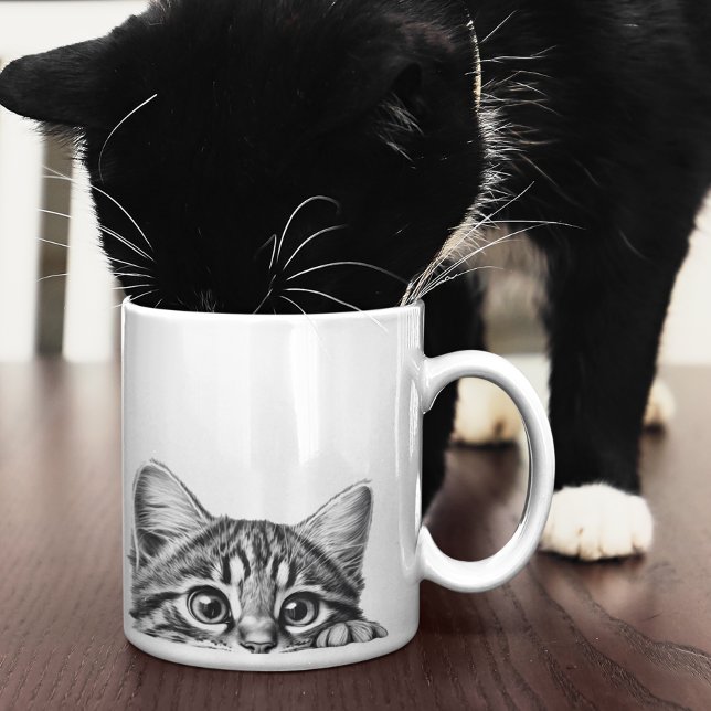 Peeking Sneaky Cat Kitten Adorable  Coffee Mug (Creator Uploaded)