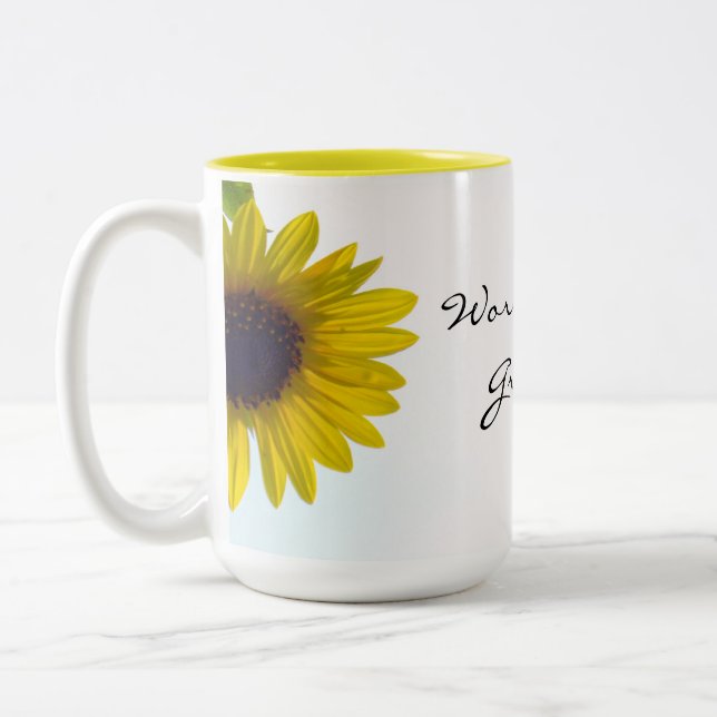 Peeking Sunflower World's Best Grandma Mug (Left)