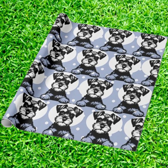 Peeking Terrier Blue Personalised Theme  Wrapping Paper (Wrap your gifts with love using Peeking Terrier Blue personalized theme wrapping paper. )