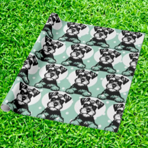 Peeking Terrier Green Personalised Theme  Wrapping Paper