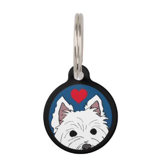 Peeking Westie with Heart Pet Tag